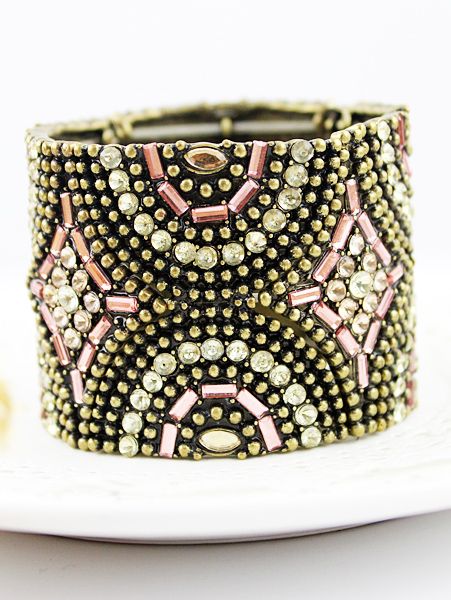 Bracelete Vintage Gold Crystal