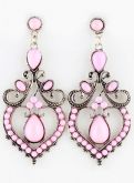 Brincos com Pedra Pink Retro Prata