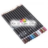 Kit com 12 Lápis para Olhos Cores Sortidas Modelo 1