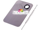 Placa de Inox e Espátula para Maquiagem Profissional
