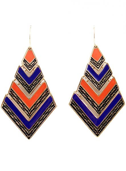 Brincos Vintage Geometric Azul e Laranja