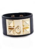 Bracelete em Couro com Dourado