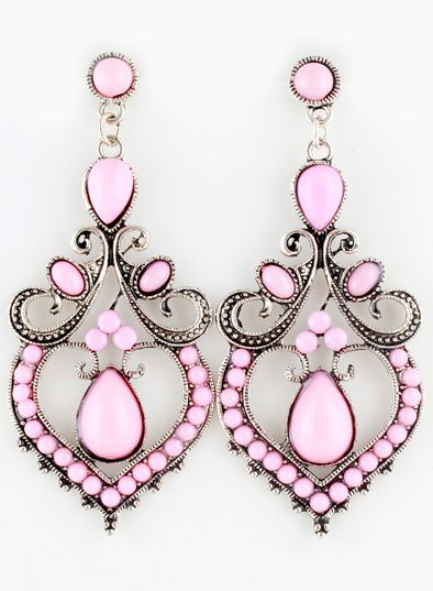 Brincos com Pedra Pink Retro Prata