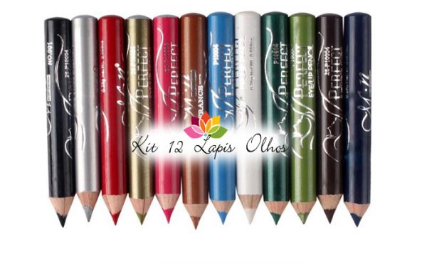 Kit com 12 Lápis para Olhos Cores Sortidas Modelo 2