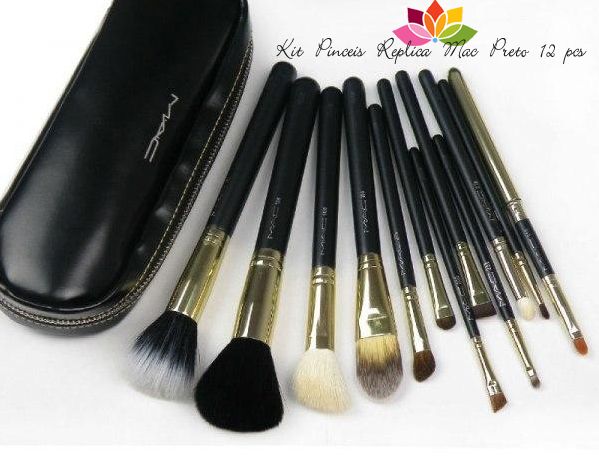 Kit de Pincéis Réplica Mac Preto 12 peças