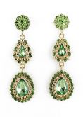 Brincos com Pedra Verde Flores Dourado
