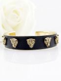 Bracelete Leopard em Couro e Dourado