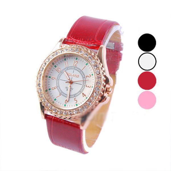 Relógio Rhinestones Waterproof Quartz Analógico 4 cores